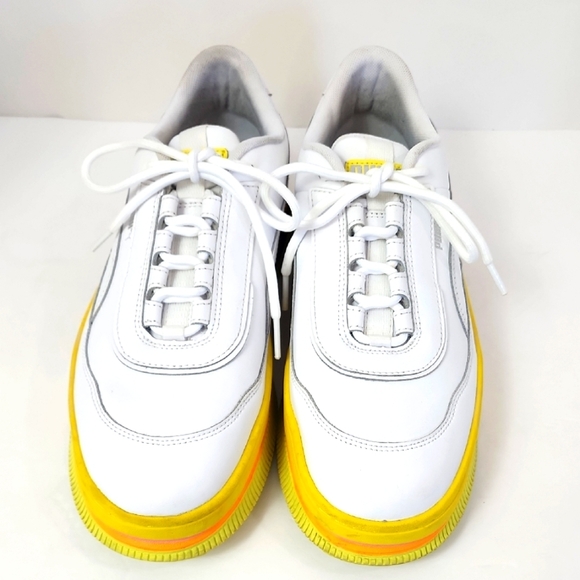 Puma Women's White & Yellow Platform Deva Pop 90s Style Lace Up Sneakers , sz 11 - Picture 1 of 17